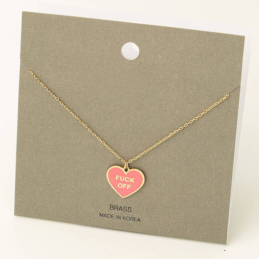 WH Fuck Off Heart Pendant Necklace