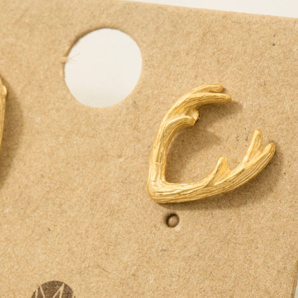 Gold Dipped Mini Antler Stud Earrings: G