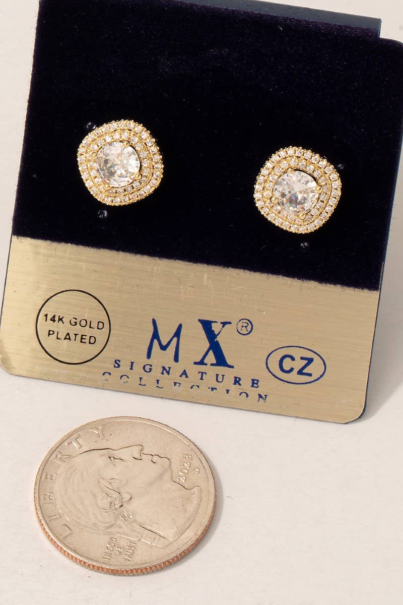 Double Halo Stud Earrings