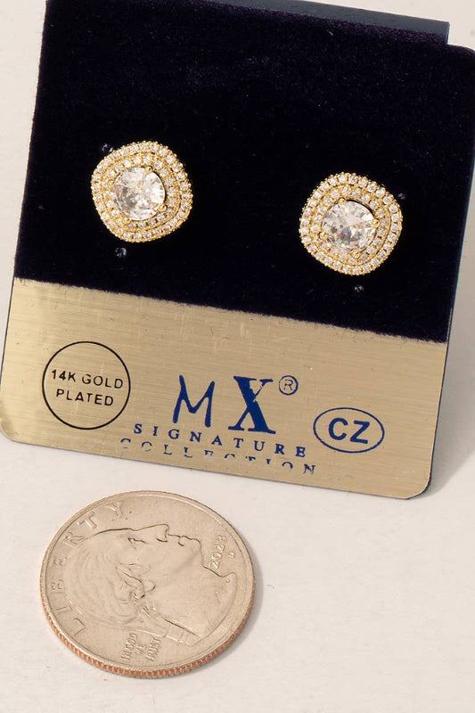 Double Halo Stud Earrings