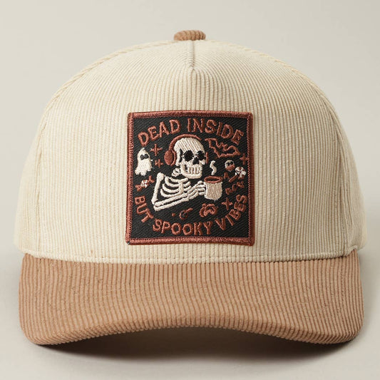 Dead Inside Skull Spooky Vibe Corduroy Trucker Cap