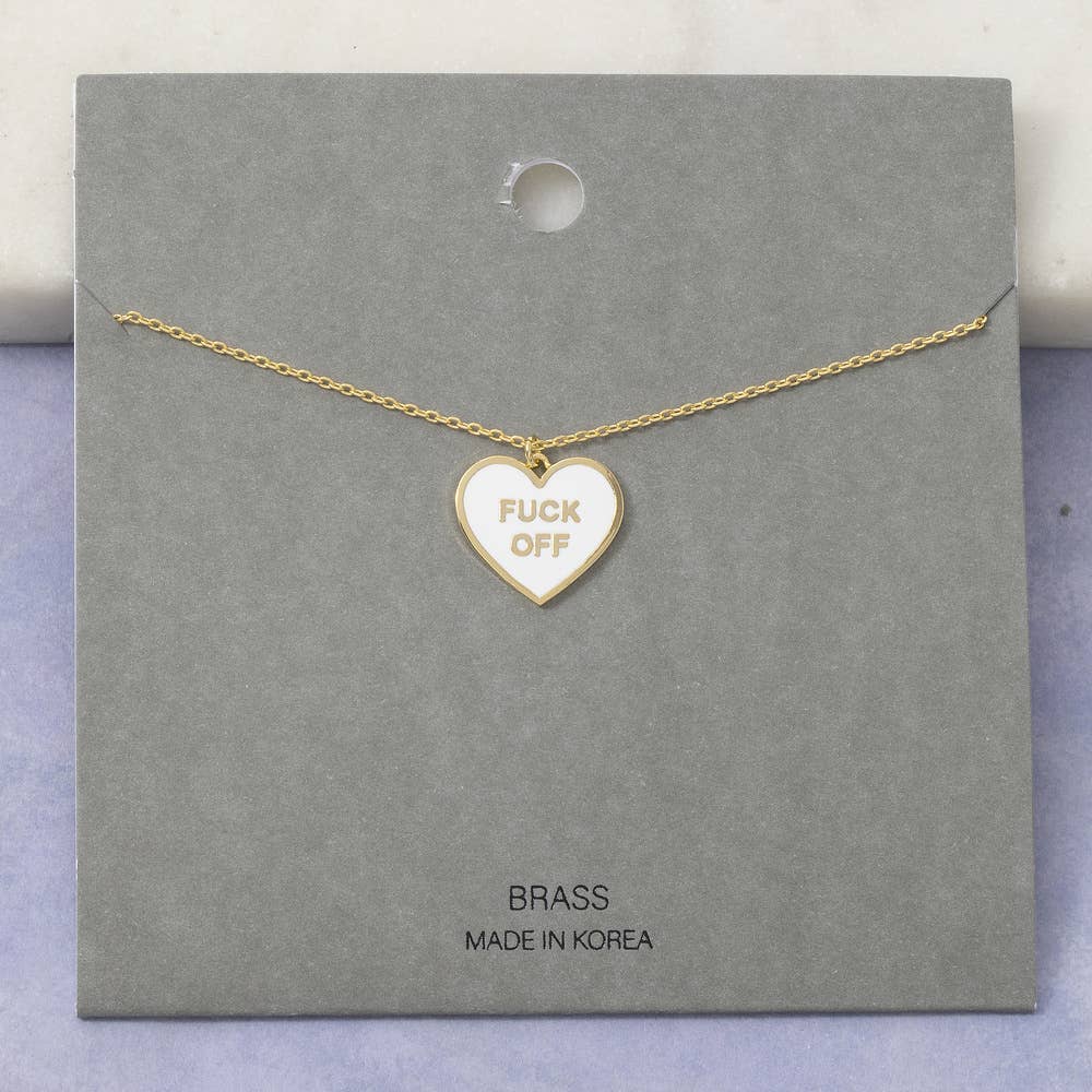 Enamel Heart Statement Pendant Necklace: PK