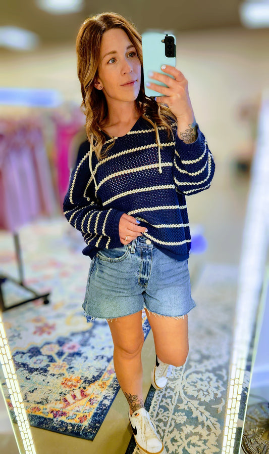 Navy Open Knit Sweater