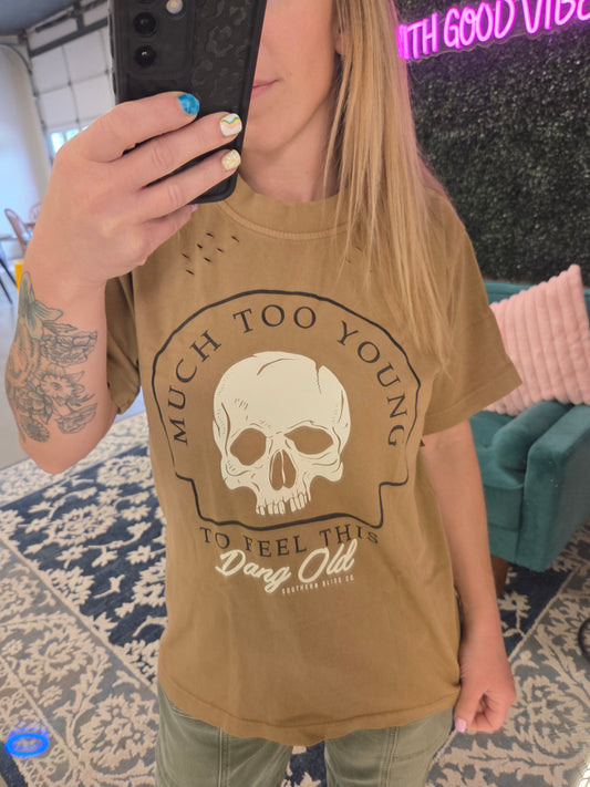 Much Too Young Cut Mock Neck Tee: Medium
