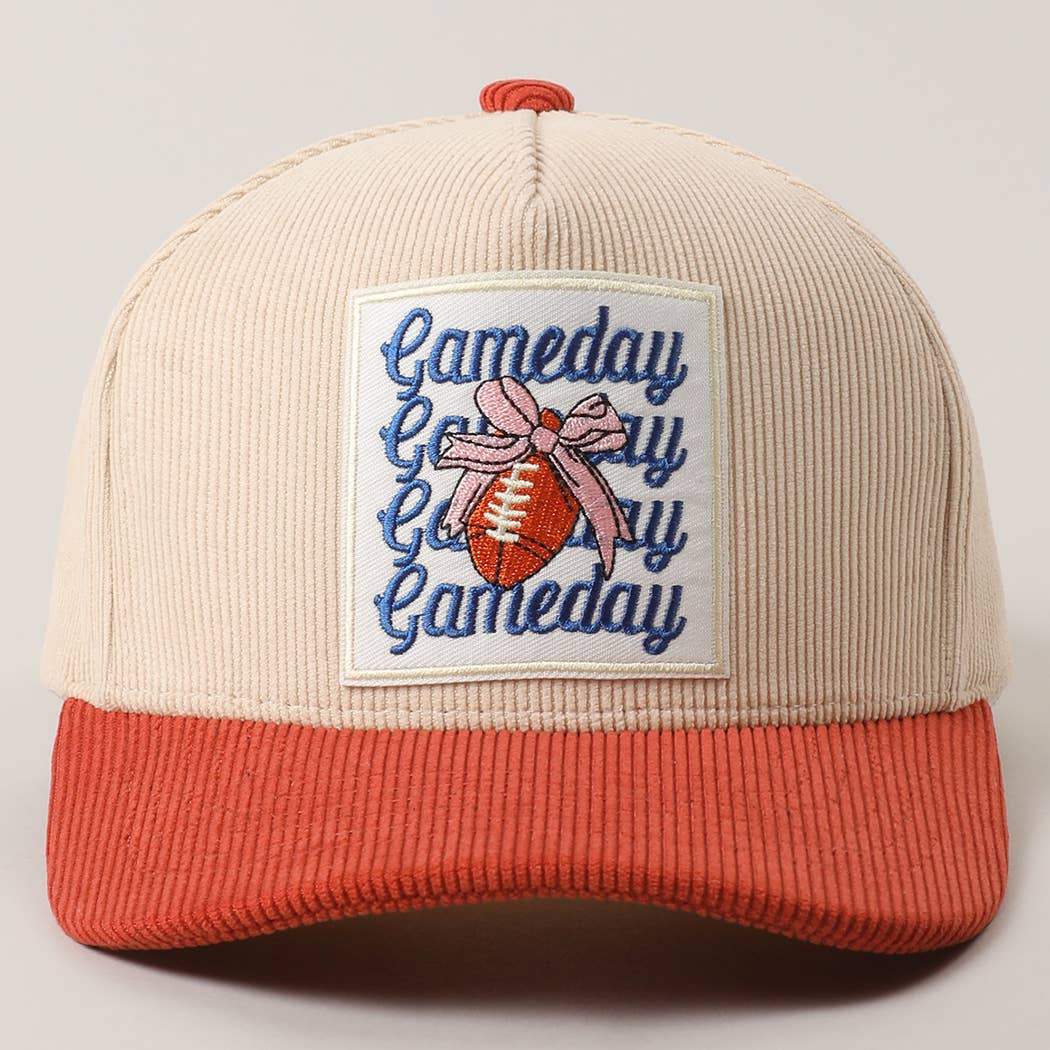 Gameday Bow Patch Corduroy Trucker Hat - Red