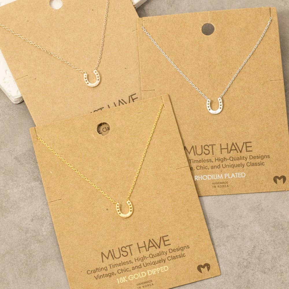 Mini Horseshoe Pendant Necklace: R