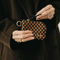 Paris Card Wallet: Woven Checkered Coffee