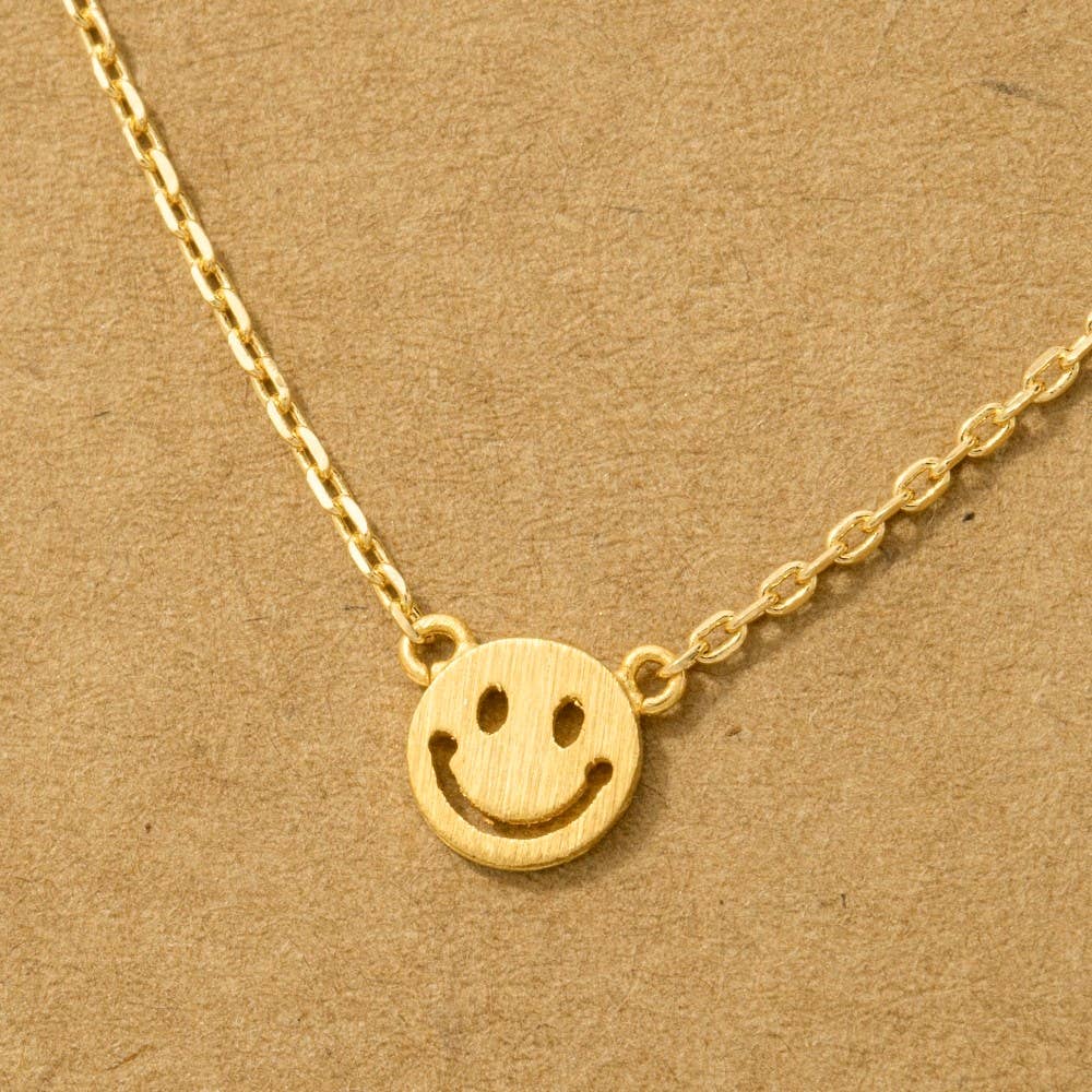 Mini Smiley Face Charm Necklace: G