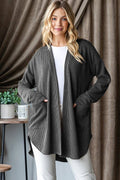 ANGIE RIBBED OPEN CARDIGAN