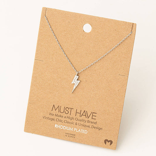 Rose Gold Mini Studded Lightning Bolt Necklace