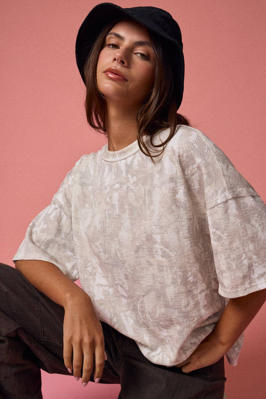 CAMO RIBBED LOOSE FIT SHIRT