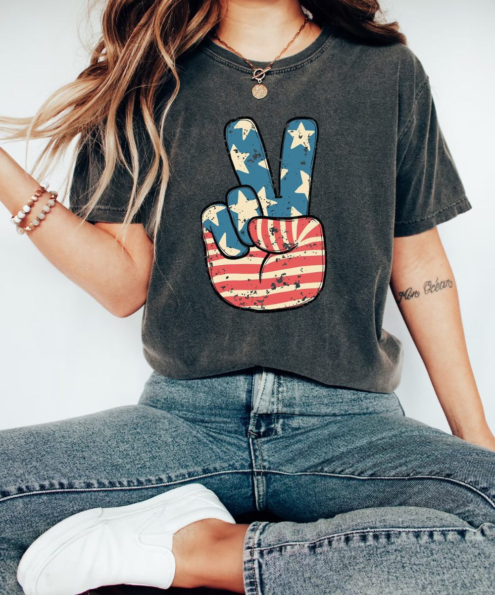 4th of July Peace Sign Graphic Tee