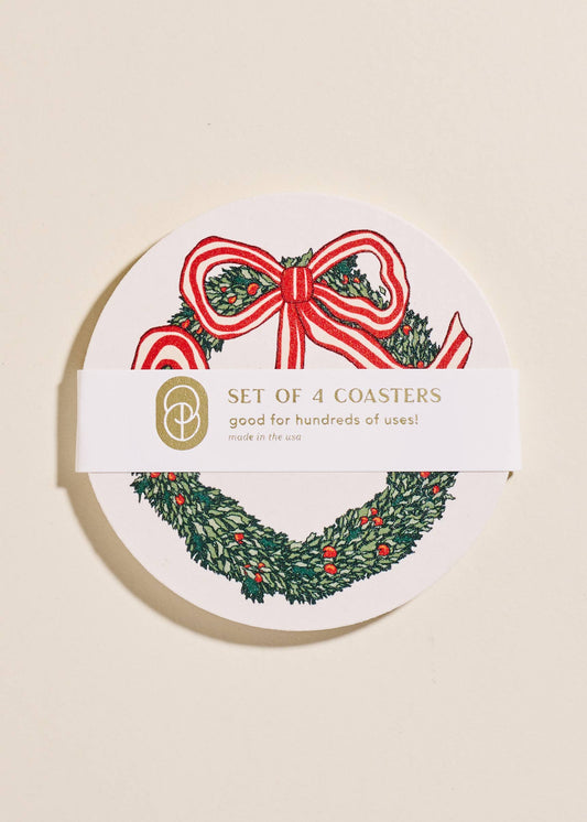 Holiday Wreath Coasters - Set of 4