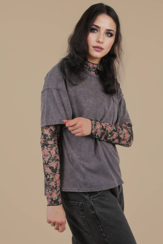 MINERAL WASH BASIC KNIT TEE