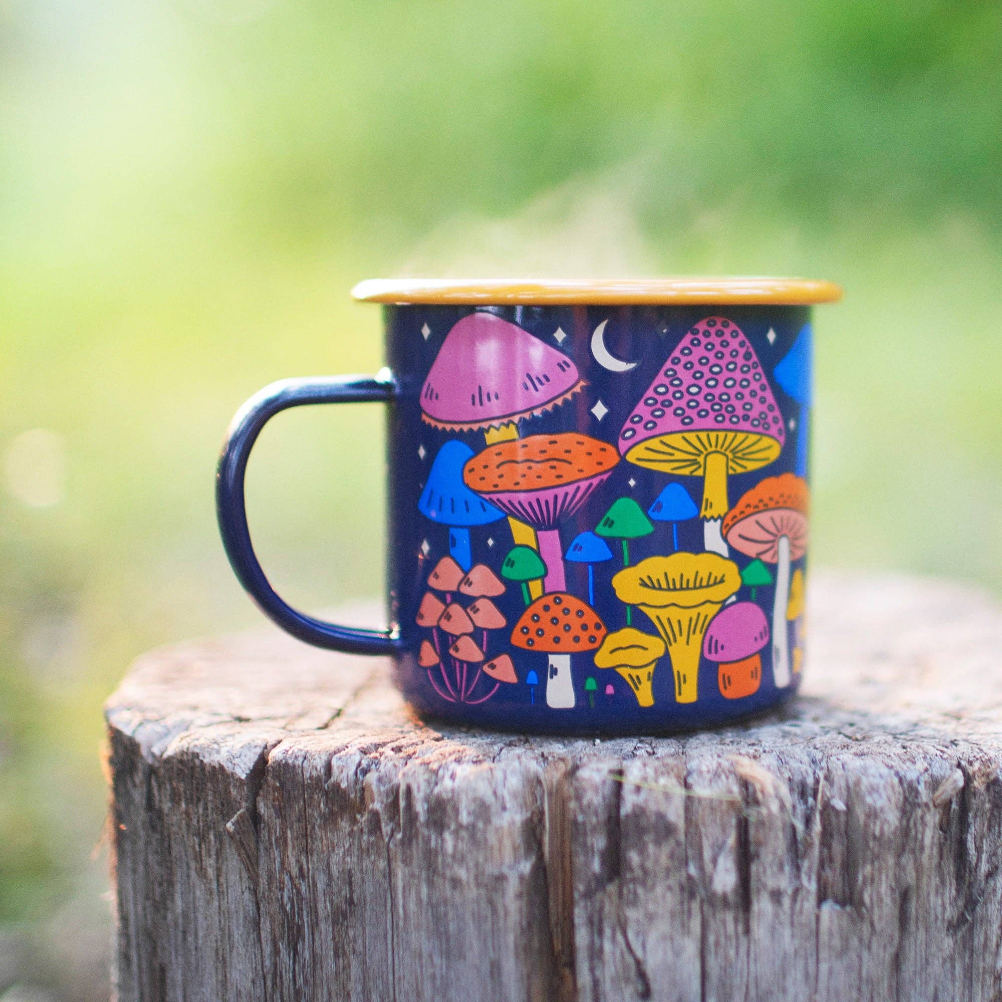 Enamel Coffee & Camp Mug | Midnight Mushroom | 16oz