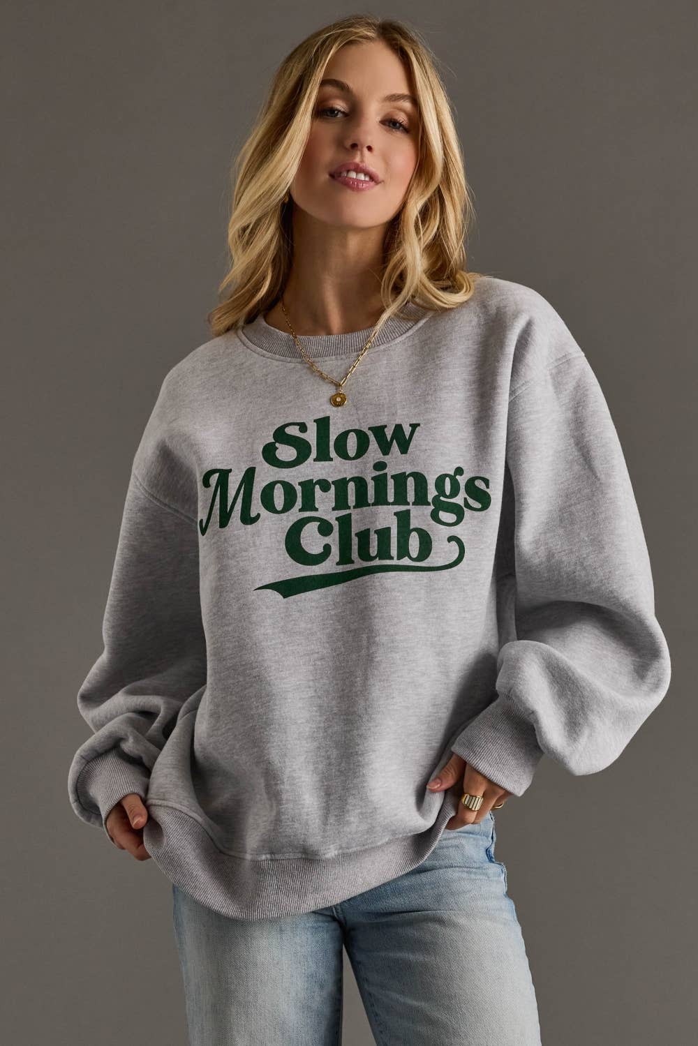 Gray Slow Mornings Club Sweatshirt