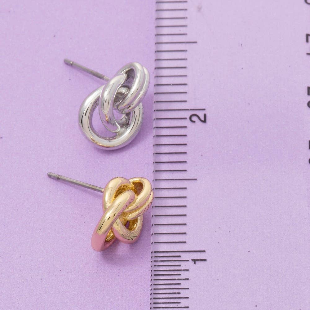 Gold Dipped Knotted Stud Earrings: GOLD
