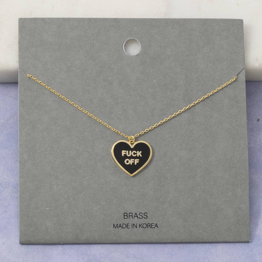 Enamel Heart Statement Pendant Necklace: PK