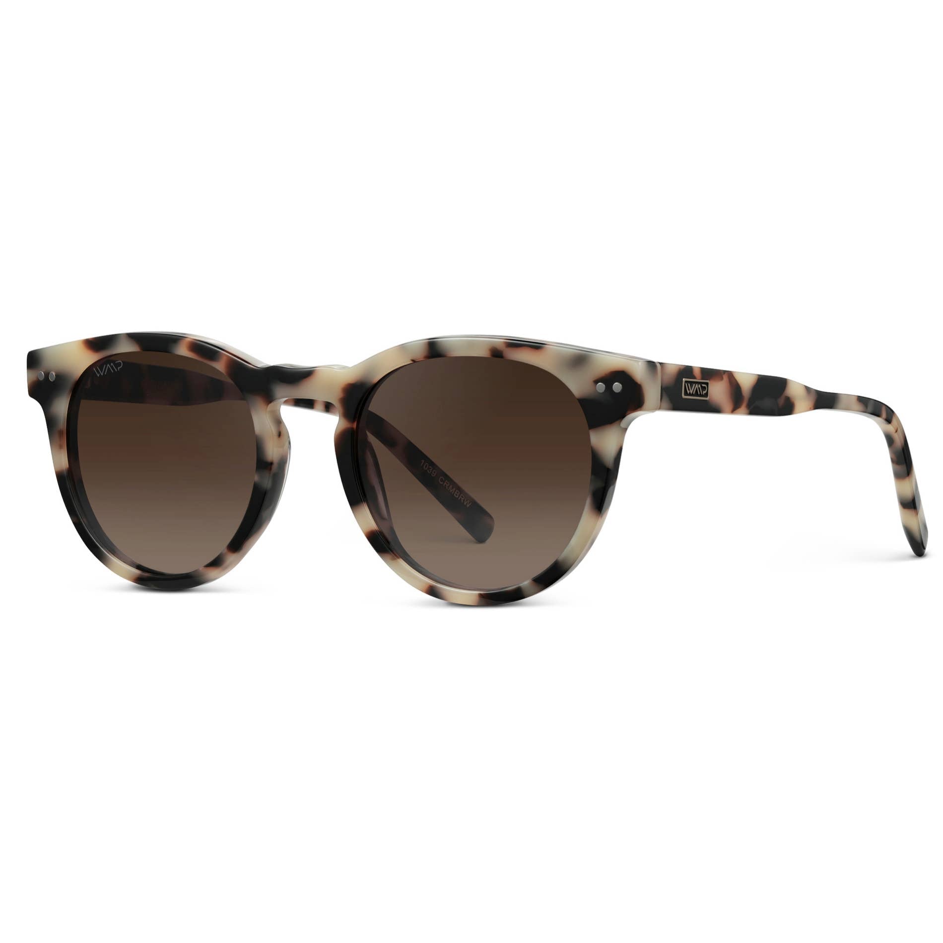 Tate - Round Polarized Sunglasses: Light Crystal Brown / Brown Lens