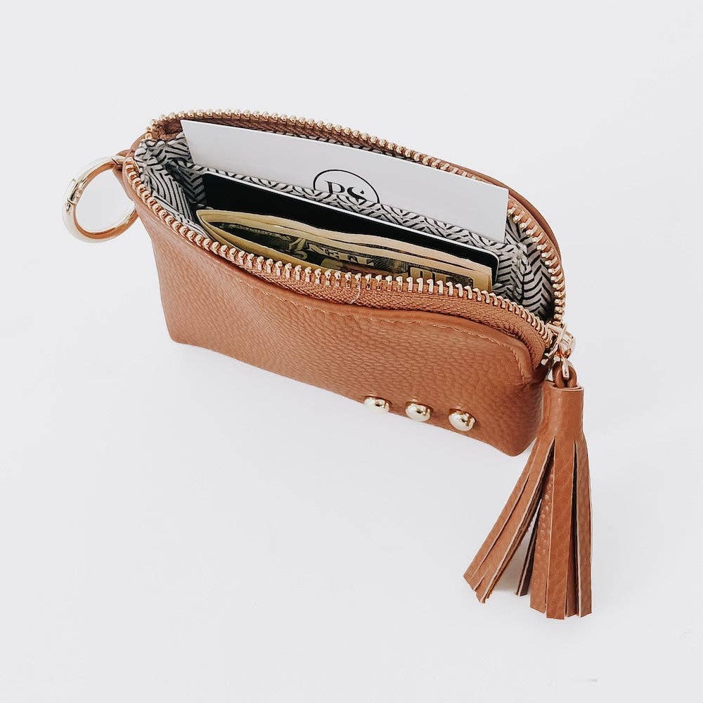 Paris Card Wallet: Woven Checkered Coffee
