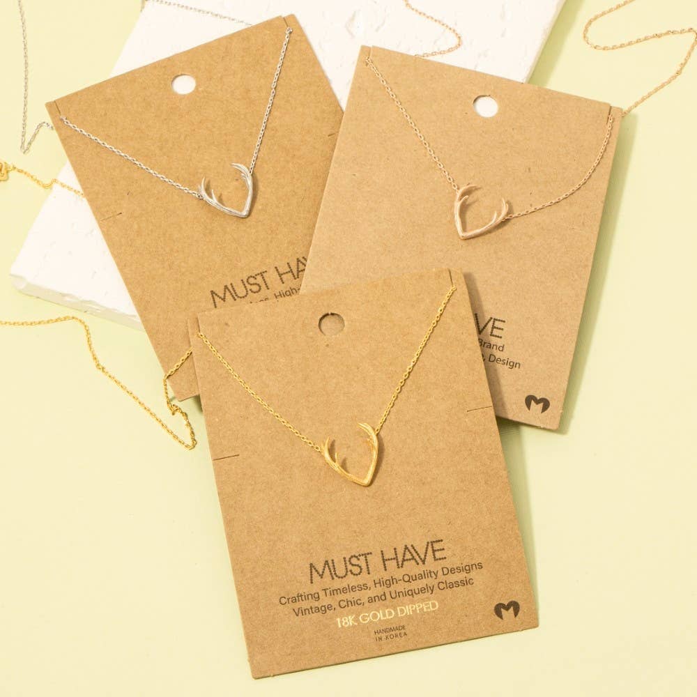 Gold Dipped Antler Pendant Necklace: R