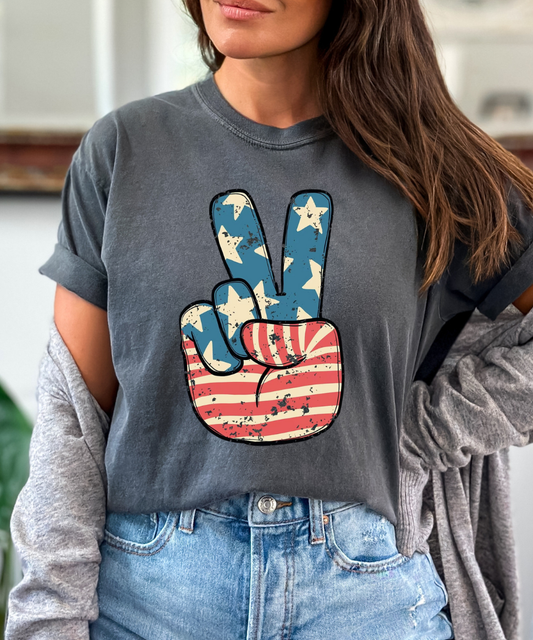 4th of July Peace Sign Graphic Tee