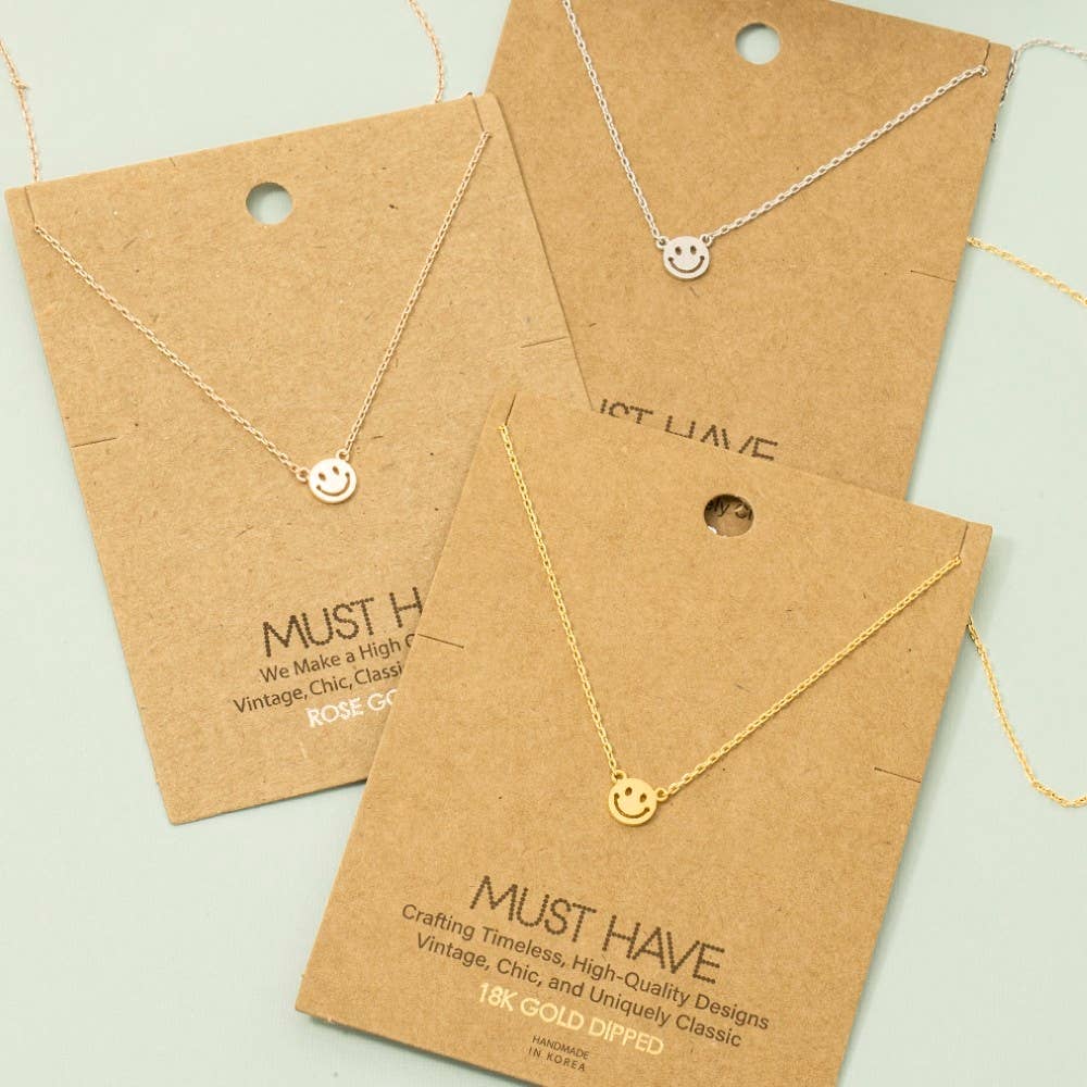 Mini Smiley Face Charm Necklace: G