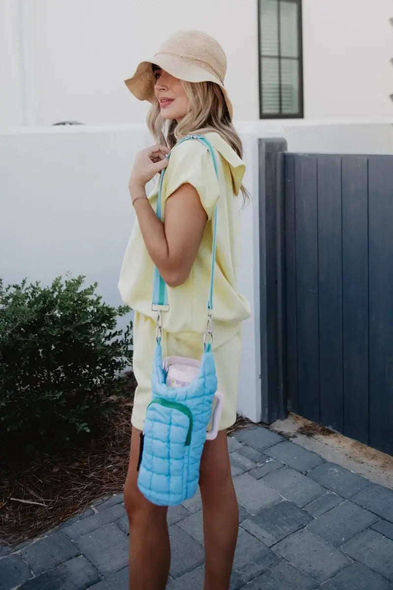 Light Blue Two-Toned Wholesale Tumbler Carrier Bag