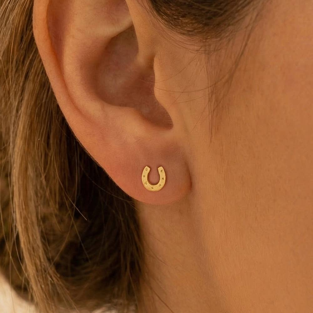 Gold Dipped Mini Horseshoe Post Stud Earrings: R