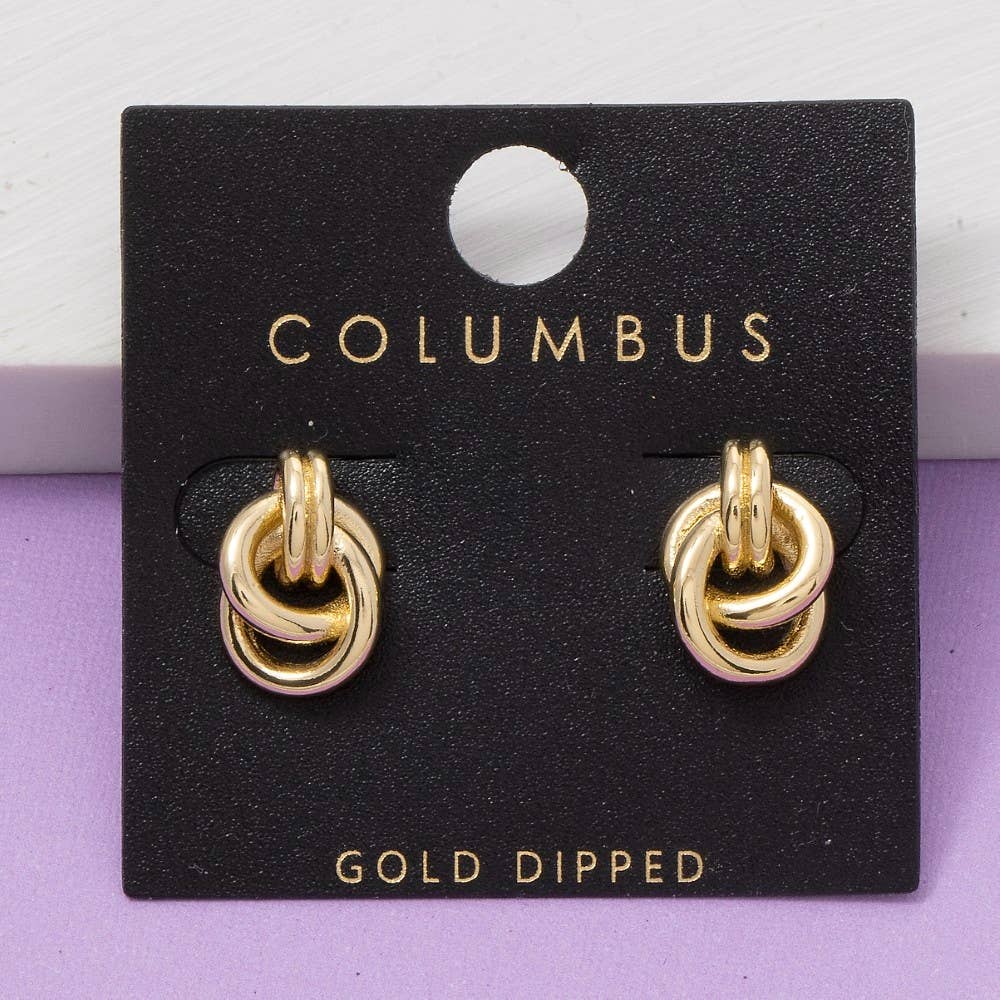Gold Dipped Knotted Stud Earrings: GOLD
