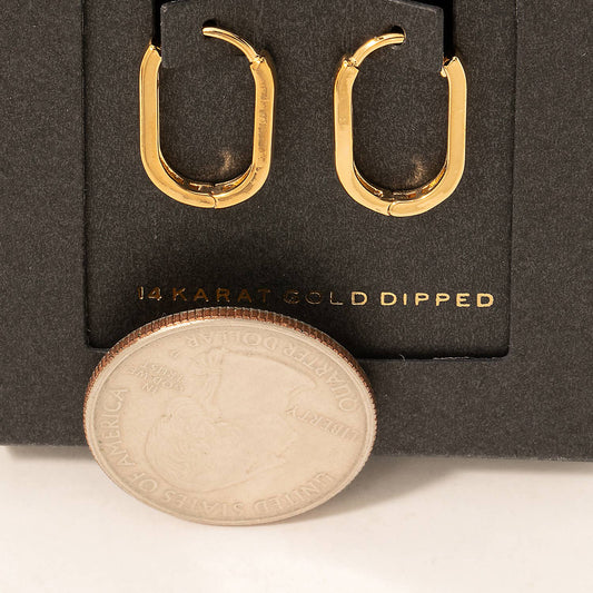 Gold Dipped Oval Latch Hoop Earrings