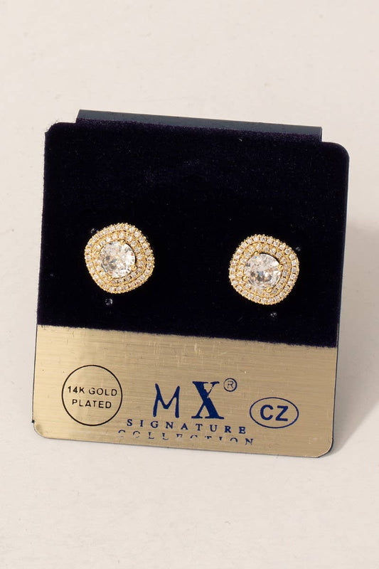 Double Halo Stud Earrings