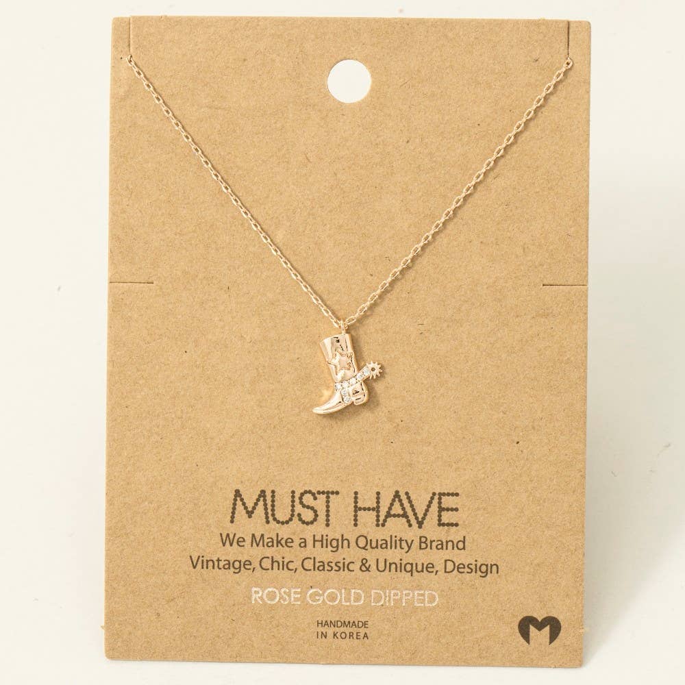 Cowboy Boots Pendant Necklace: G
