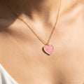 Enamel Heart Statement Pendant Necklace: PK