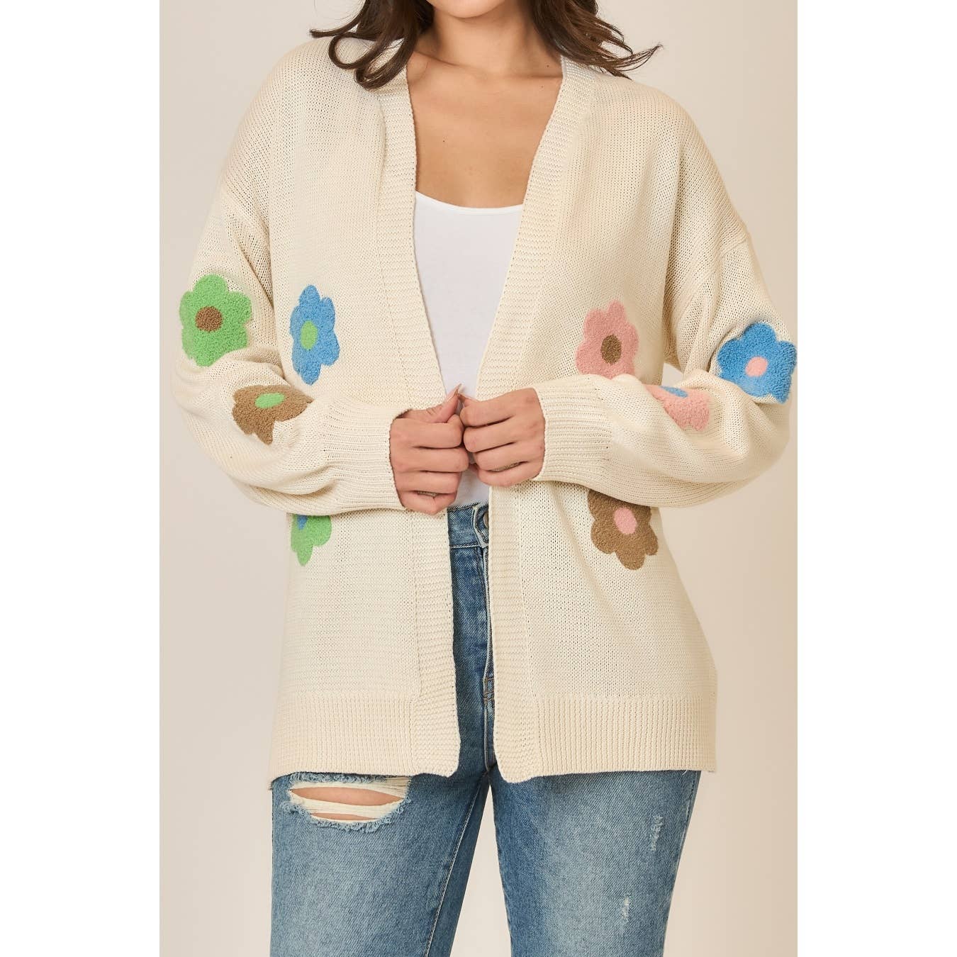 Floral Patch Knit Cardigan