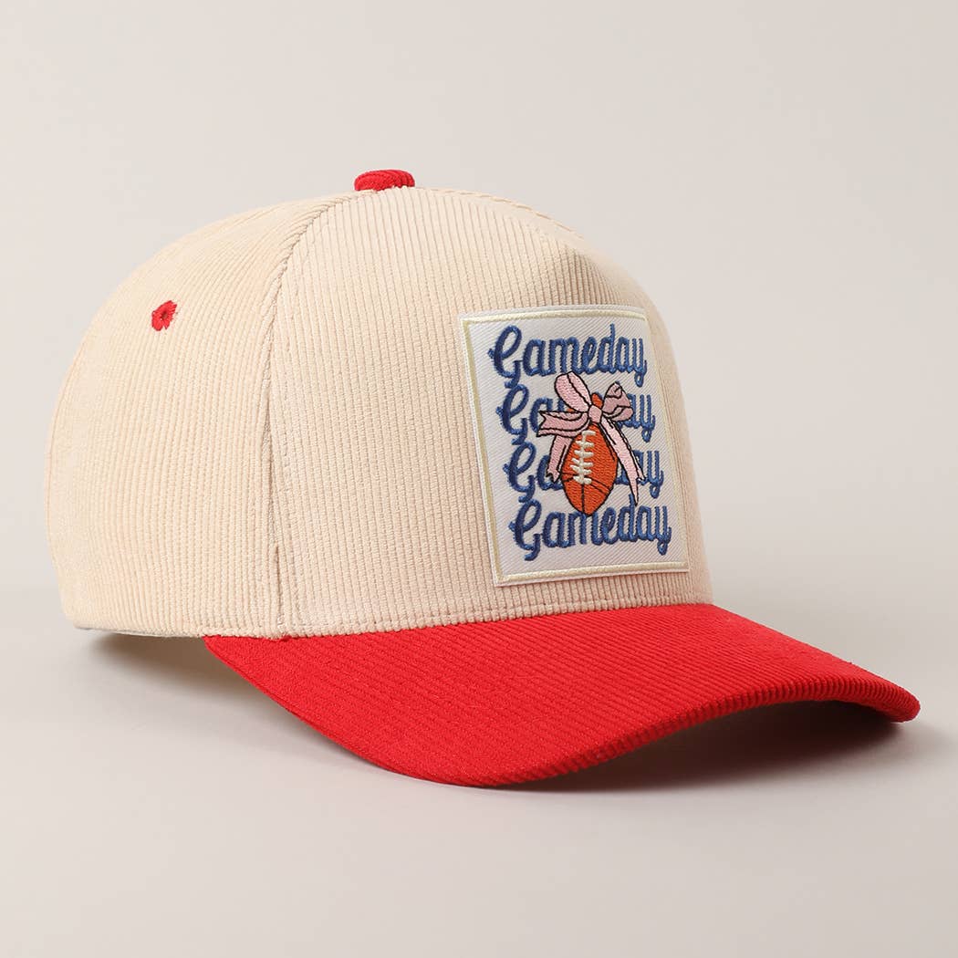 Gameday Bow Patch Corduroy Trucker Hat - Red