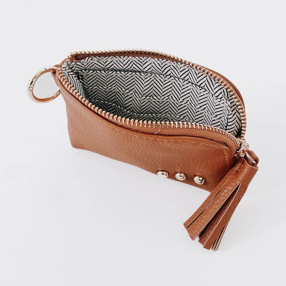 Paris Card Wallet: Woven Checkered Coffee