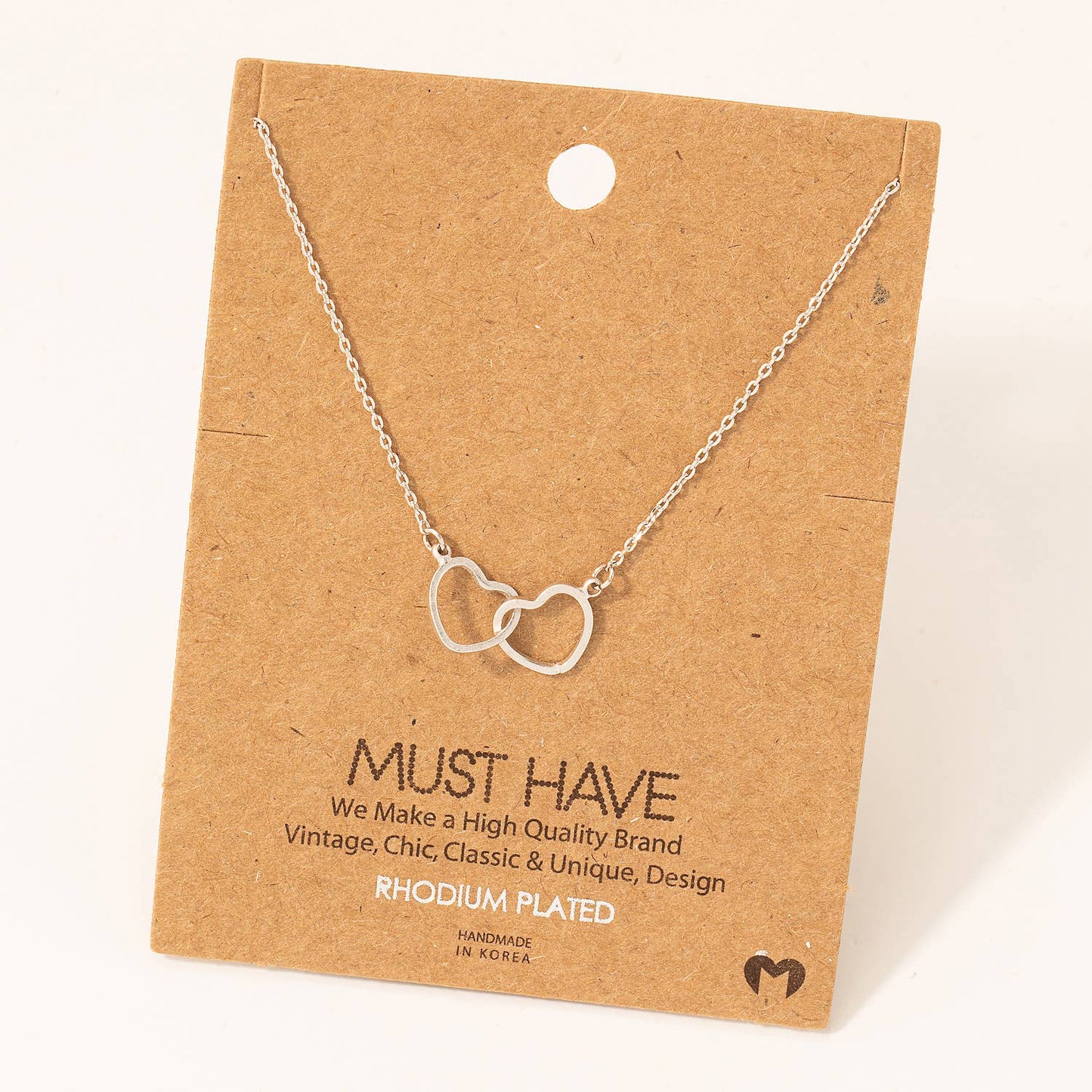 Heart Link Charm Necklace Gold