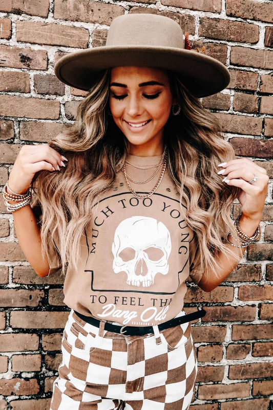 Much Too Young Cut Mock Neck Tee: Medium
