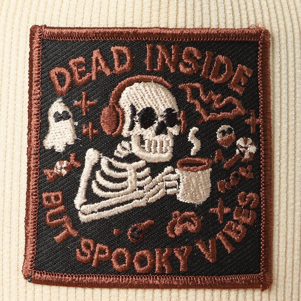 Dead Inside Skull Spooky Vibe Corduroy Trucker Cap