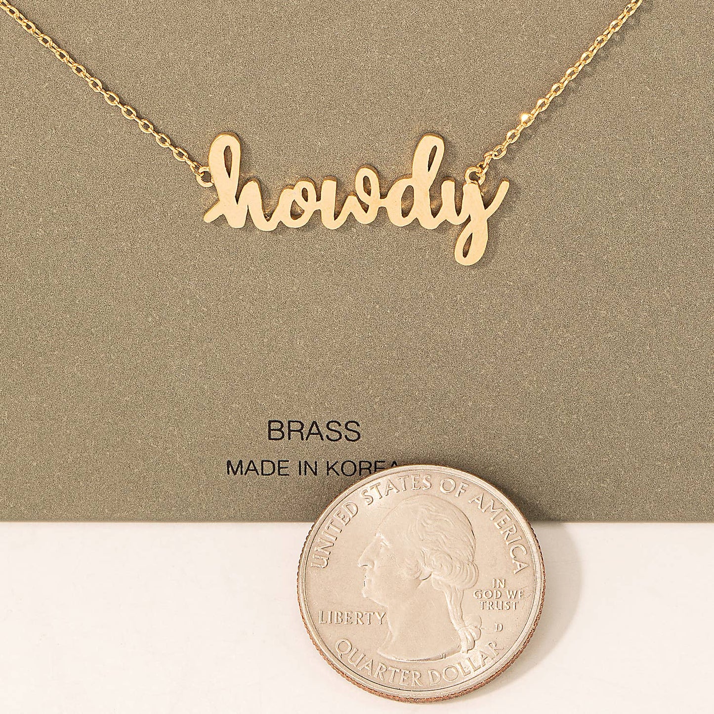 Handwritten Howdy Print Necklace White Gold