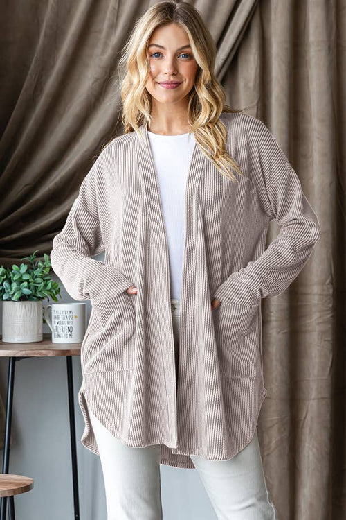 ANGIE RIBBED OPEN CARDIGAN