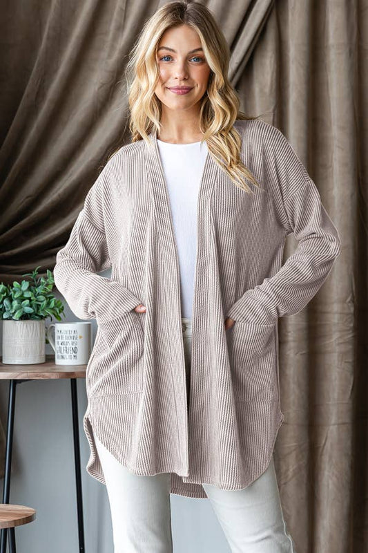 ANGIE RIBBED OPEN CARDIGAN