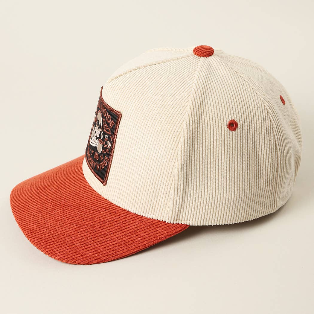 Dead Inside Skull Spooky Vibe Corduroy Trucker Cap