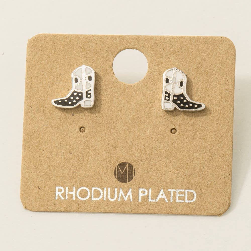 Gold Dipped Epoxy Cowboy Boots Stud Earrings: S