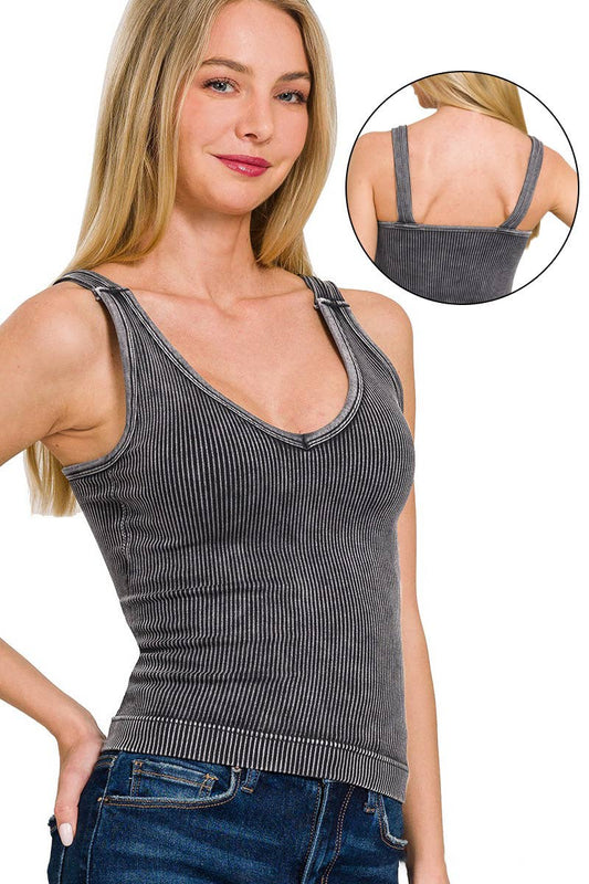 Stone Washed Cropped Tank Top