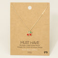 Gold Dipped Epoxy Cherry Pendant Necklace: R