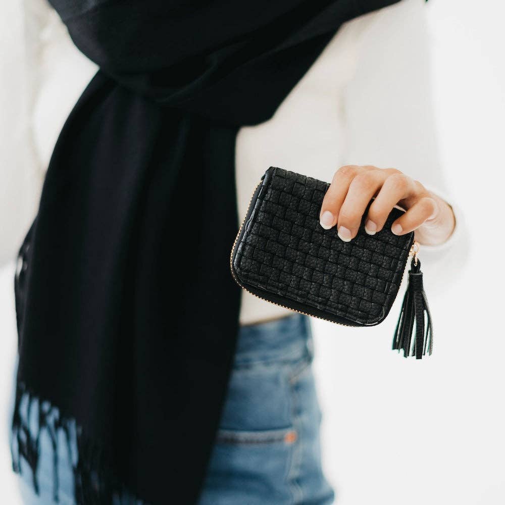 Wynona Woven Wallet Checkered Black