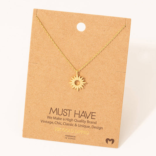 Dainty Sun Pendant Necklace Gold