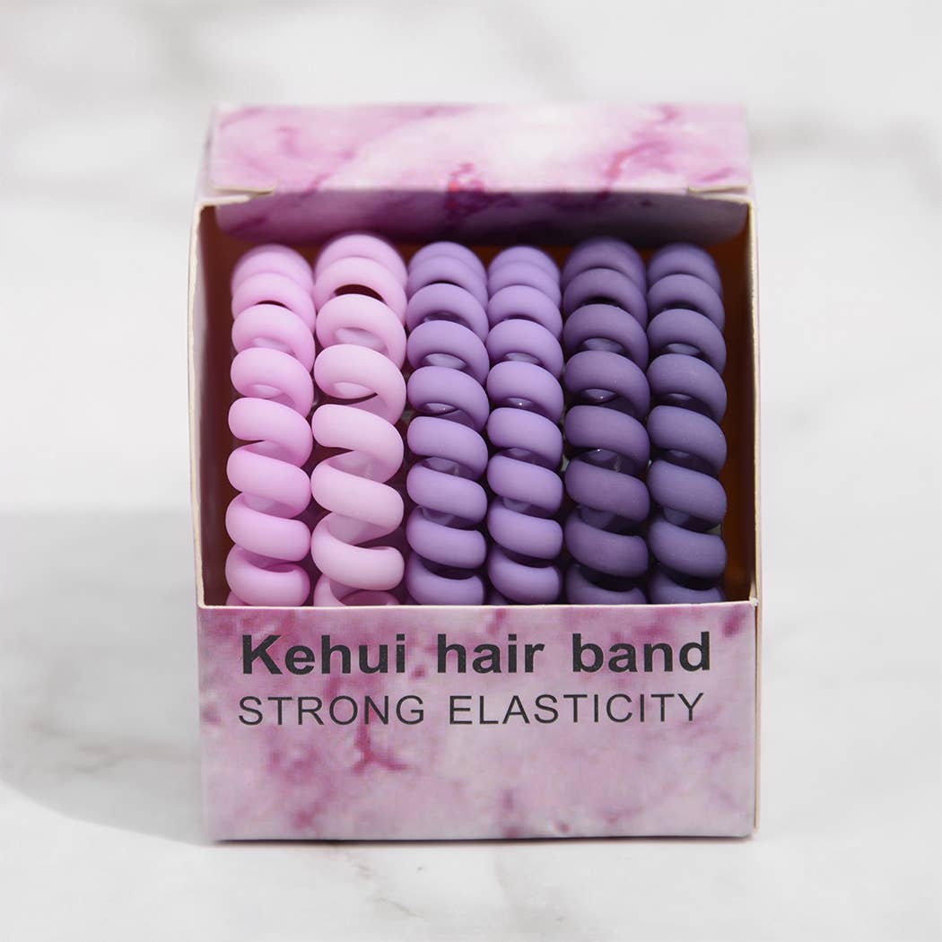 6PC Frosted Hair Ties With Color Boxed: Pink